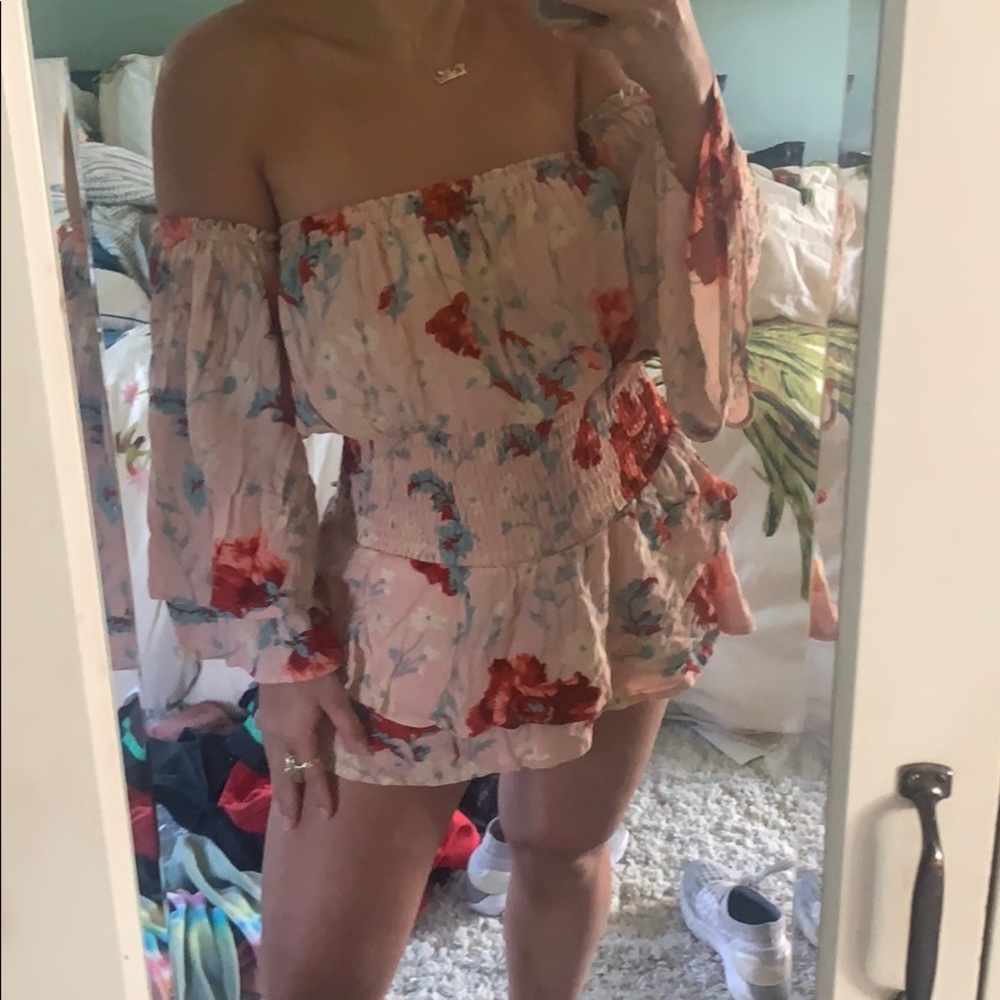 Floral off shoulder romper